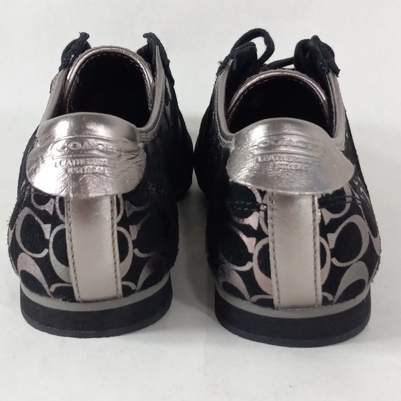 Coach Shoes Paxton Wm 7M Silver and Black Casual Lace-up Footwear A1441 - Picture 3 of 13